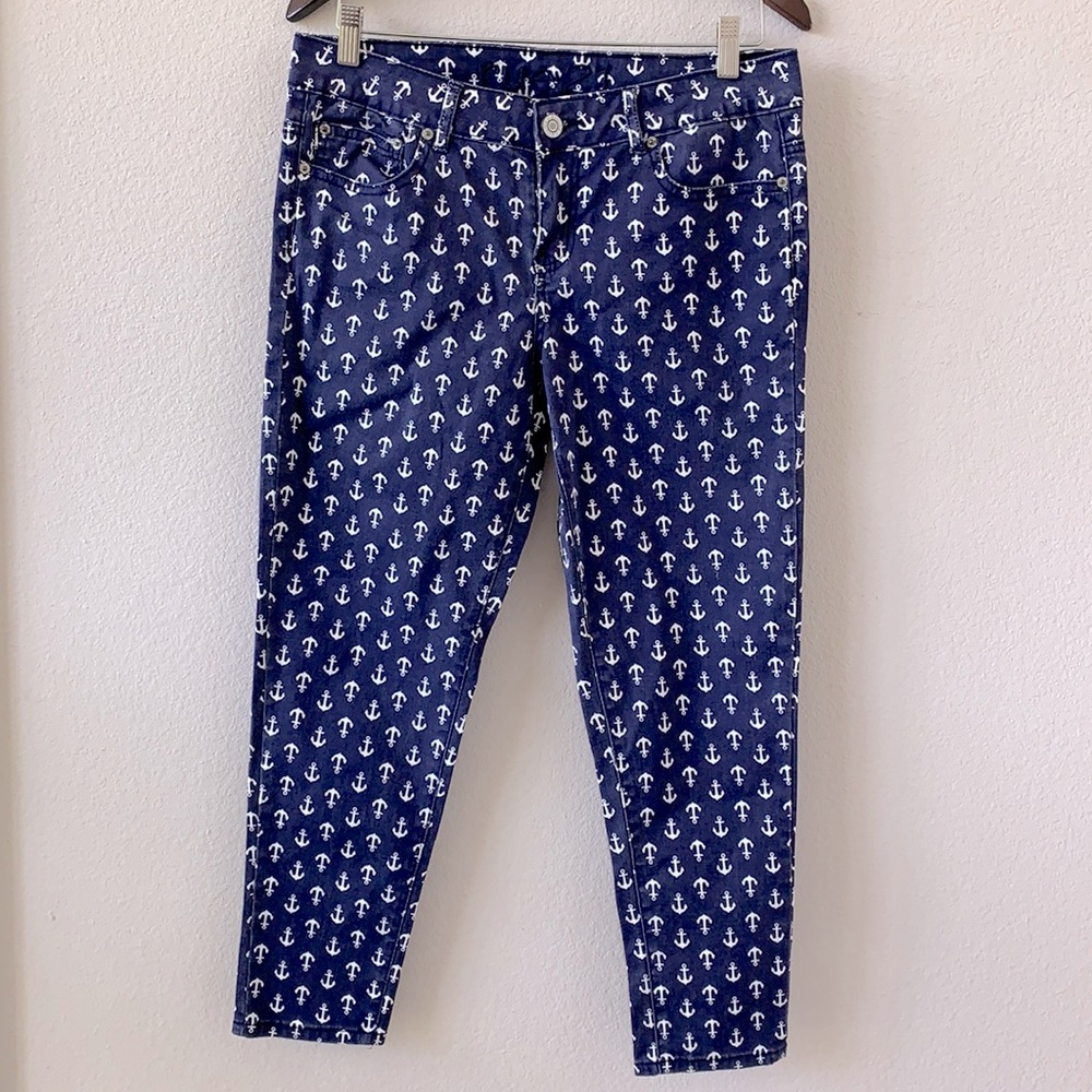 Rue 21 navy anchor skinny jeans 11/12